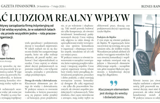 Dać ludziom realny wpływ – Amargo w „Biznes Raport – Najlepszy Pracodawca” Gazety Finansowej